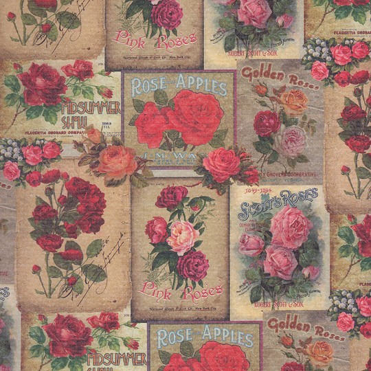 Vintage Rose Labels Print Paper ~ Kartos Italy